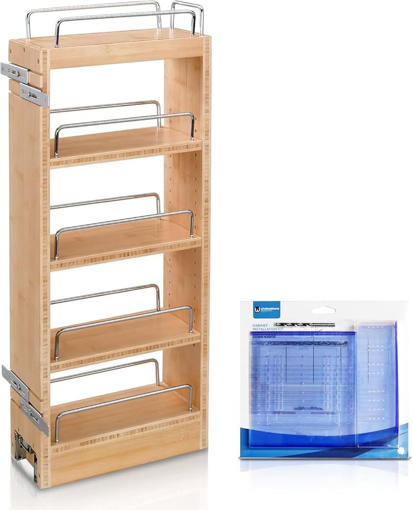 Rev-A-Shelf Pull Out Cabinet Organizer 448-WC-8C, 8-Inch Wood Base Kitchen Multi-Use Cabinet with... | Amazon (US)