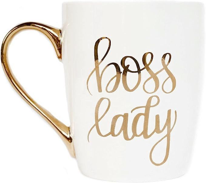 Sweet Water Decor Boss Lady Coffee Mugs with Golden Handle | 16oz China Coffee Cup with Quote | E... | Amazon (US)