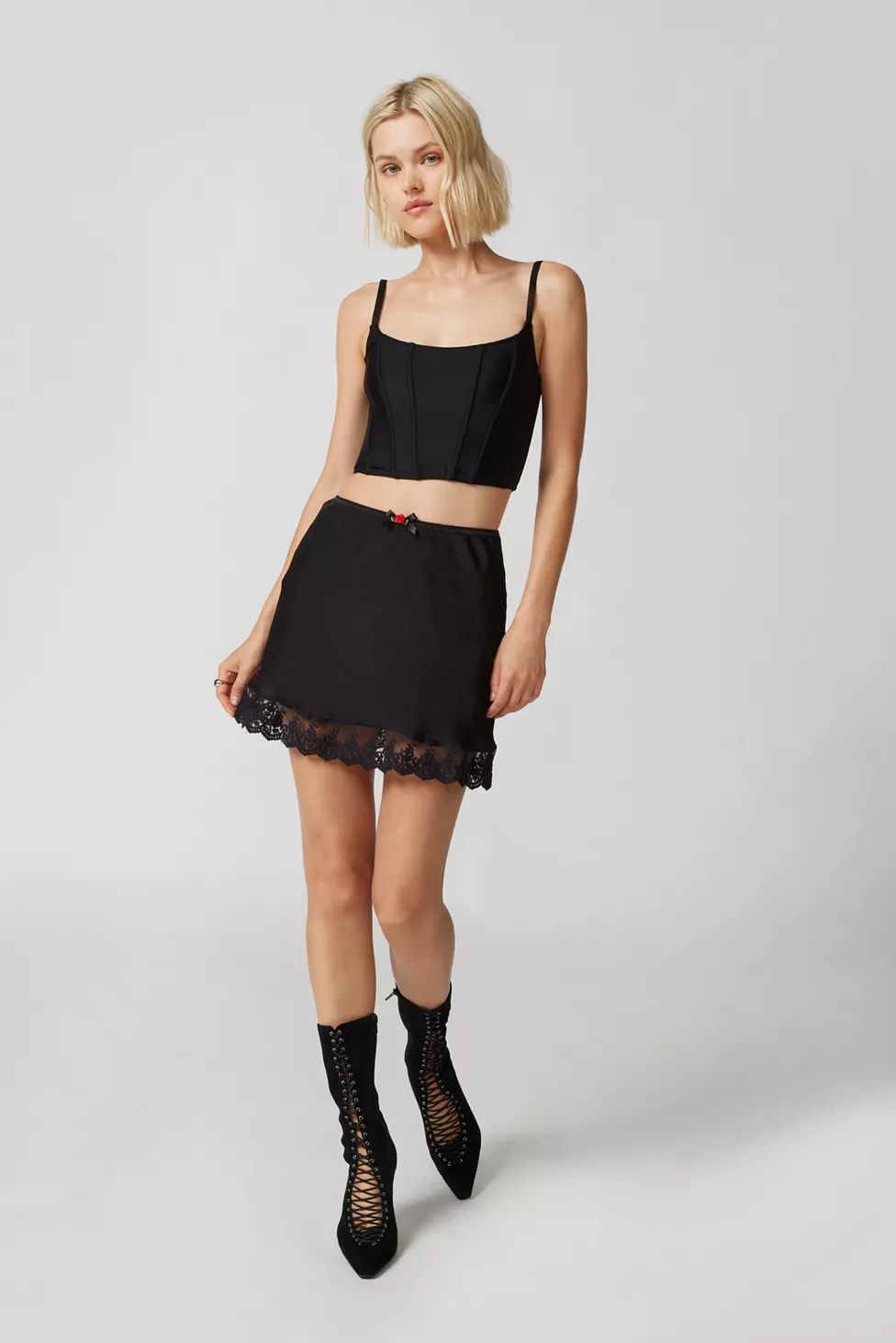 Out From Under Juliette Lace-Trim Mini Skirt | Urban Outfitters (US and RoW)