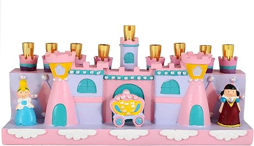 Aviv Judaica Hanukkah The Princess and Castle Menorah Functional Fairy Tale Girls Minorah fits St... | Amazon (US)