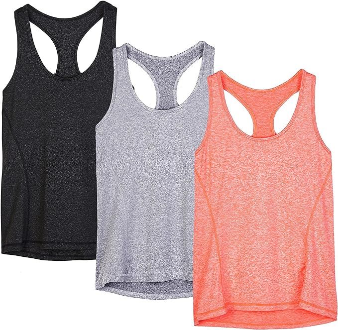 icyzone Workout Tank Tops for Women - Racerback Athletic Yoga Tops, Running Exercise Gym Shirts(P... | Amazon (US)