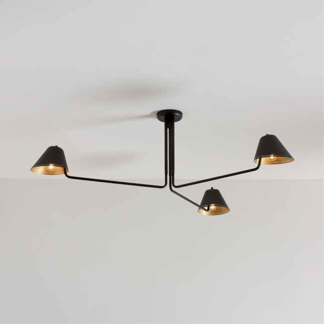 Jensen Black Metal Semi-Flushmount Light | Crate & Barrel