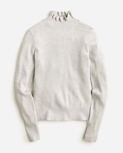 Metallic merino wool ruffleneck sweater | J.Crew US