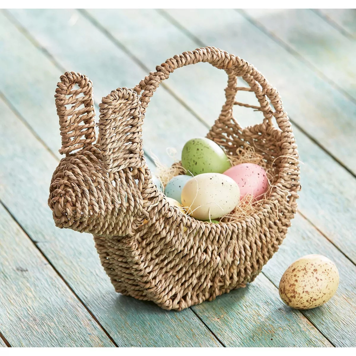 TAG Seagrass Easter Spring Bunny Shaped Basket for Tabletop Kitchen Decoration, 10.0L x 5.5W x 10... | Target