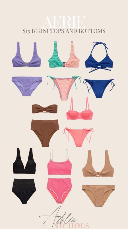 Aerie $15 bikini tops and bottoms!! Loving these styles for the summer - all on sale now!!

Aerie, swim on sale, aerie swim, swimsuits, bikinis, summer swimsuit, vacation style 

#LTKSeasonal #LTKsalealert #LTKstyletip