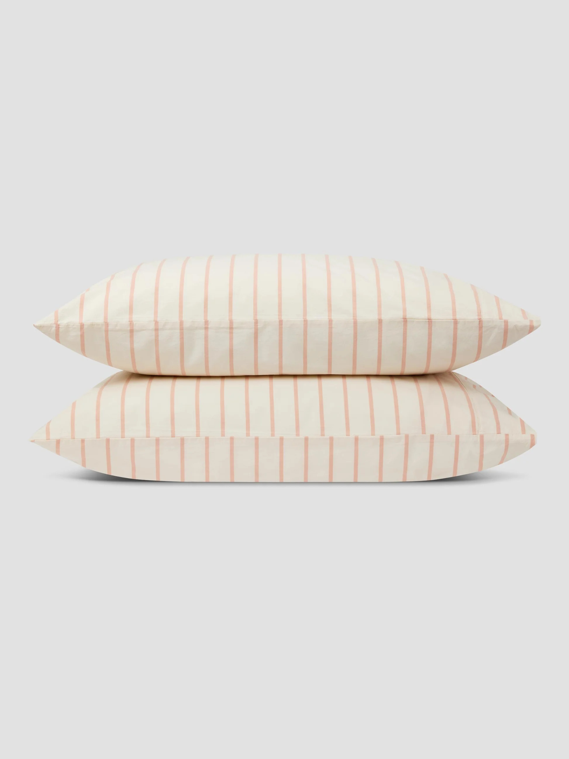Blush Pink Slumber Stripe Cotton Pillowcases (Pair) | Piglet