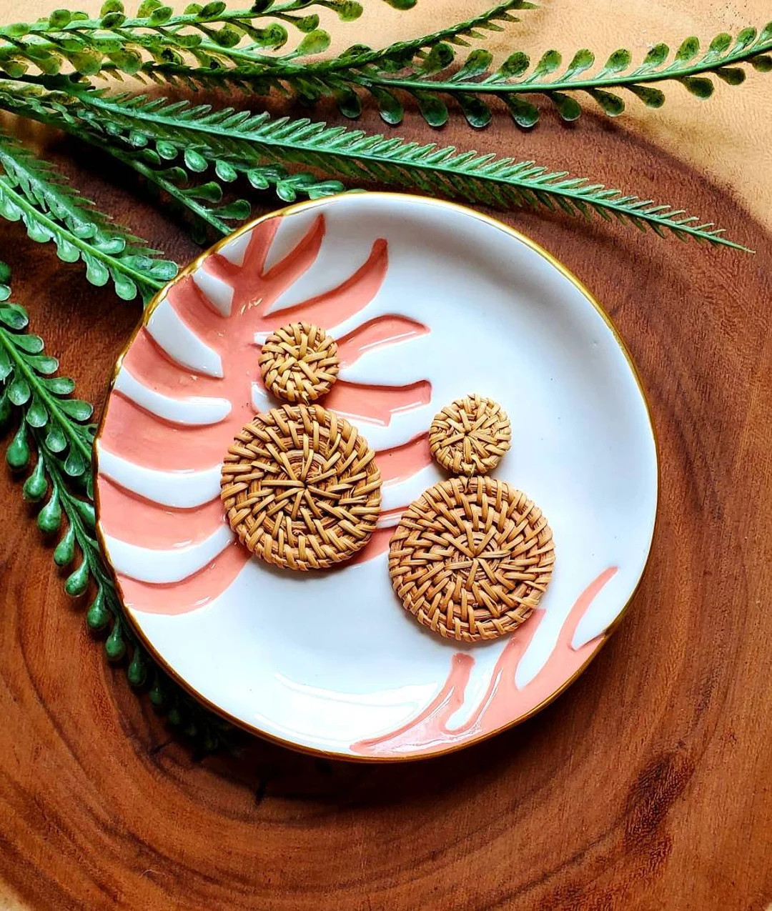 Woven Rattan earrings | lightweight | hypoallergenic | boho earring | summer earring | gift for h... | Etsy (US)