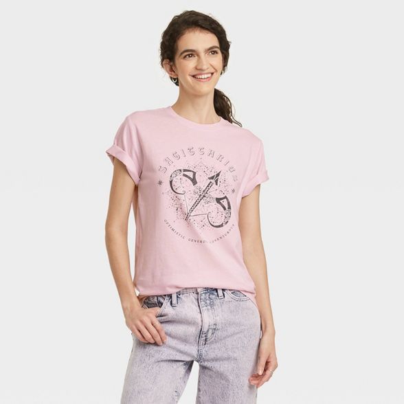 Women's Sagittarius Zodiac Short Sleeve Graphic T-Shirt - Pink | Target