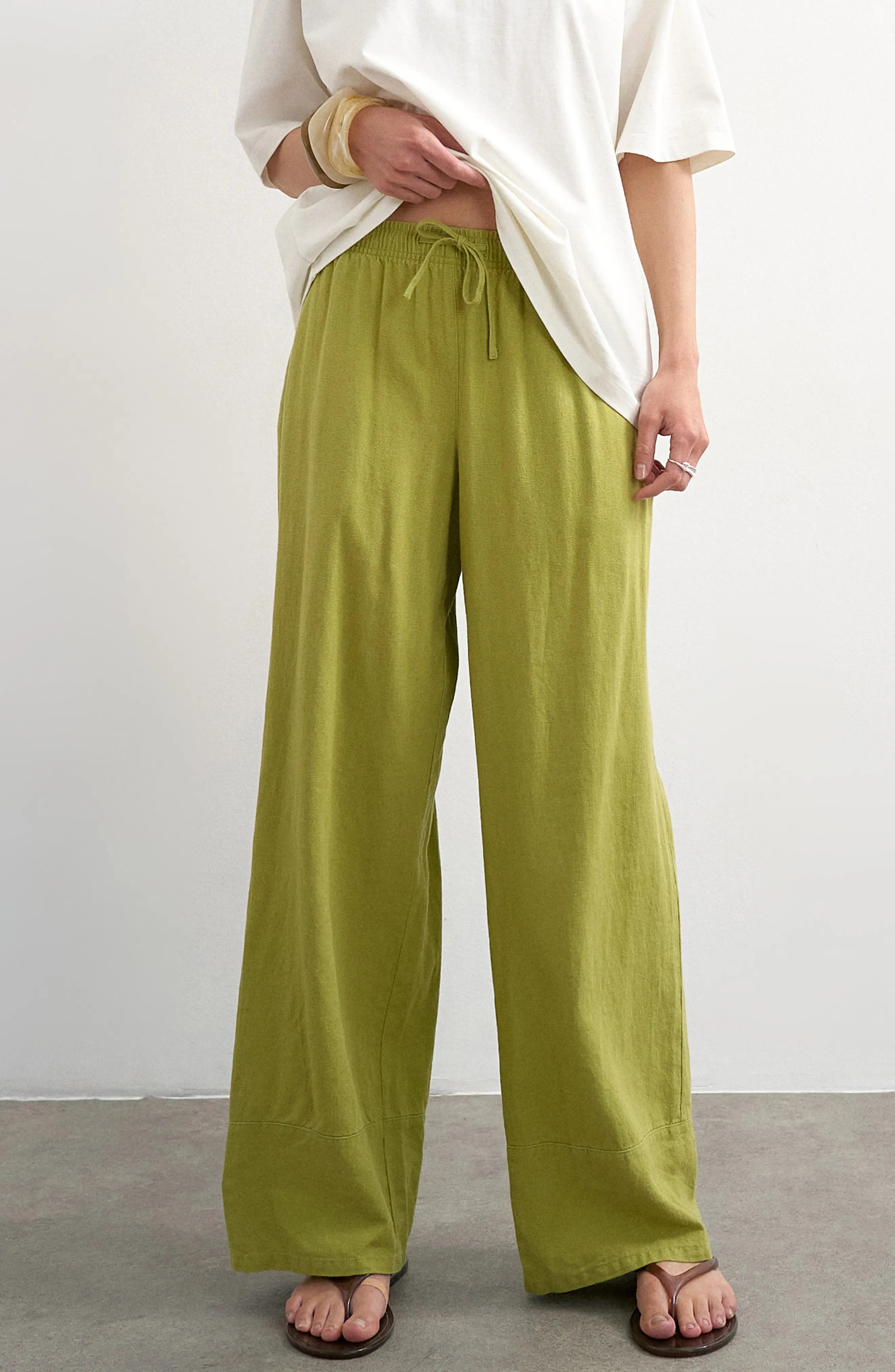 Linen Blend Straight Leg Pants (Women) | Nordstrom | Nordstrom