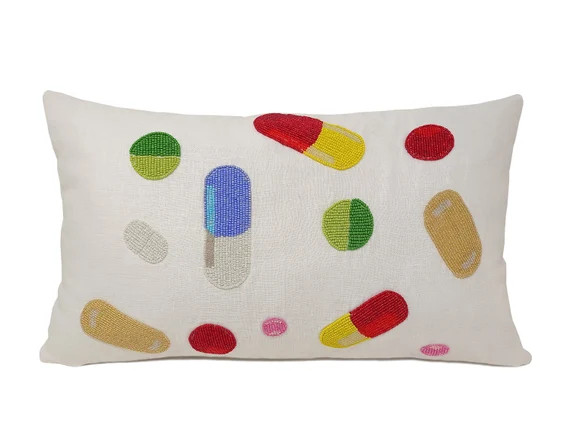 Chill Pill Pillow Pop Art Lumbar Pillow Pill Art Throw - Etsy | Etsy (US)