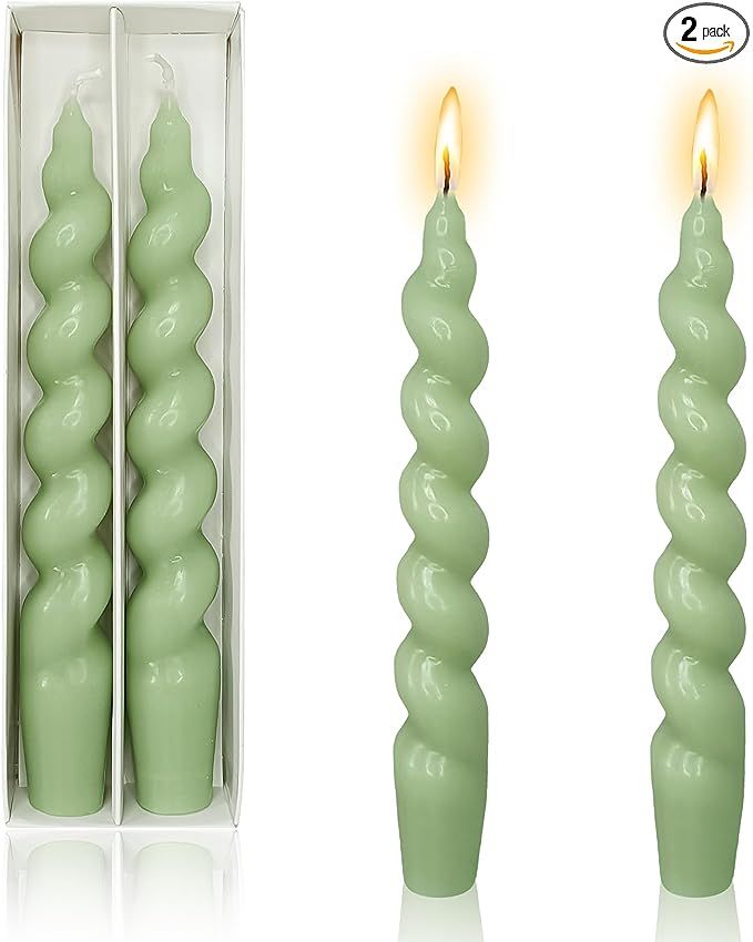 Taper Candle Green Spiral Candlesticks - 7INCH Short Tapered Candles Twisted Candlesticks Unscent... | Amazon (US)