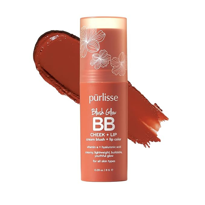 pūrlisse Blush Glow BB Lip and Cheek Tint - Hydrating & Buildable 2-in-1 Cream Blush Stick for C... | Amazon (US)