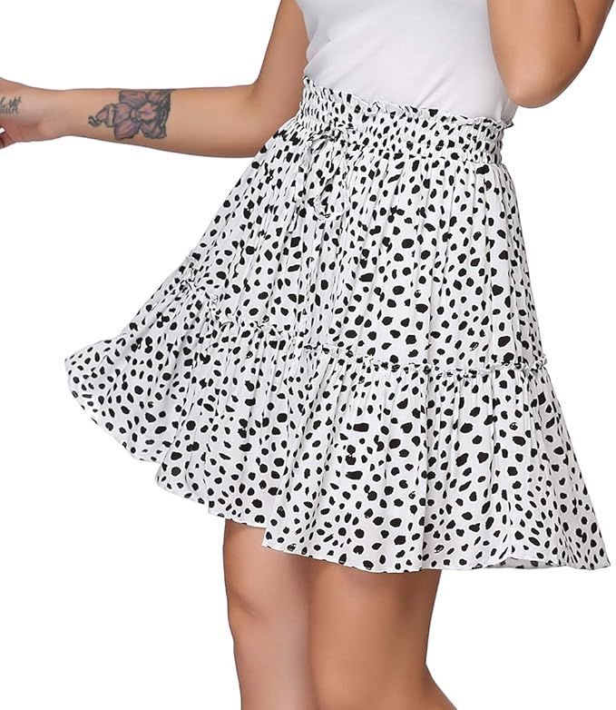 Women' Waistband Short Skirt Layered Flared Mini Skirt with Drawstring … | Amazon (US)