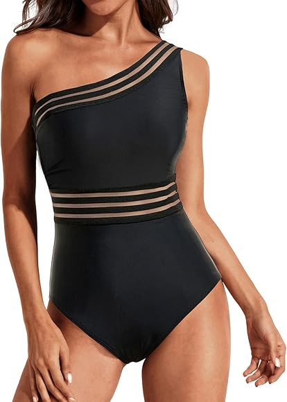 Tempt Me Women One Piece Swimsuits Tummy Control One Shoulder Bathing Suits Ruffle Swimwear | Amazon (US)