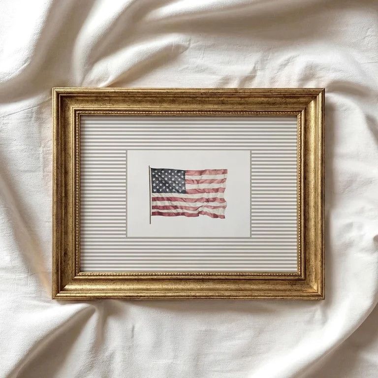 American Flag Print | Vintage Style Stripes | Fourth of July Unframed Poster | Independence Day D... | Walmart (US)