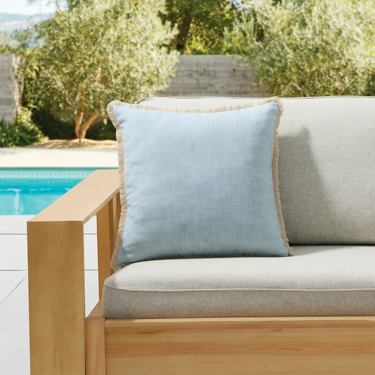My Texas House Blue Fringe 18" x 18" Outdoor Pillow | Walmart (US)