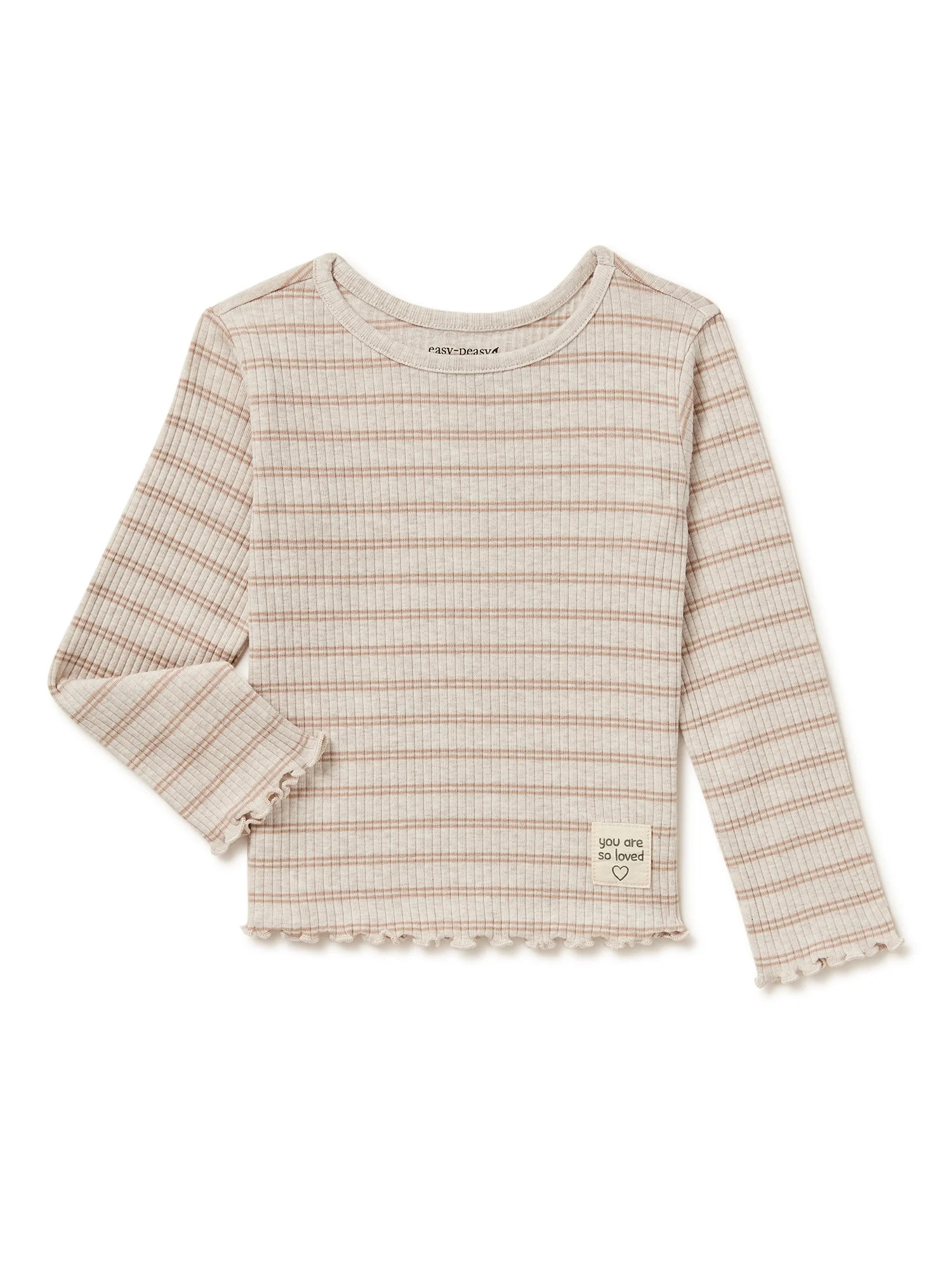 easy-peasy Baby and Toddler Girls Long Sleeve Lettuce Edge Top, Sizes 12 Months-5T - Walmart.com | Walmart (US)