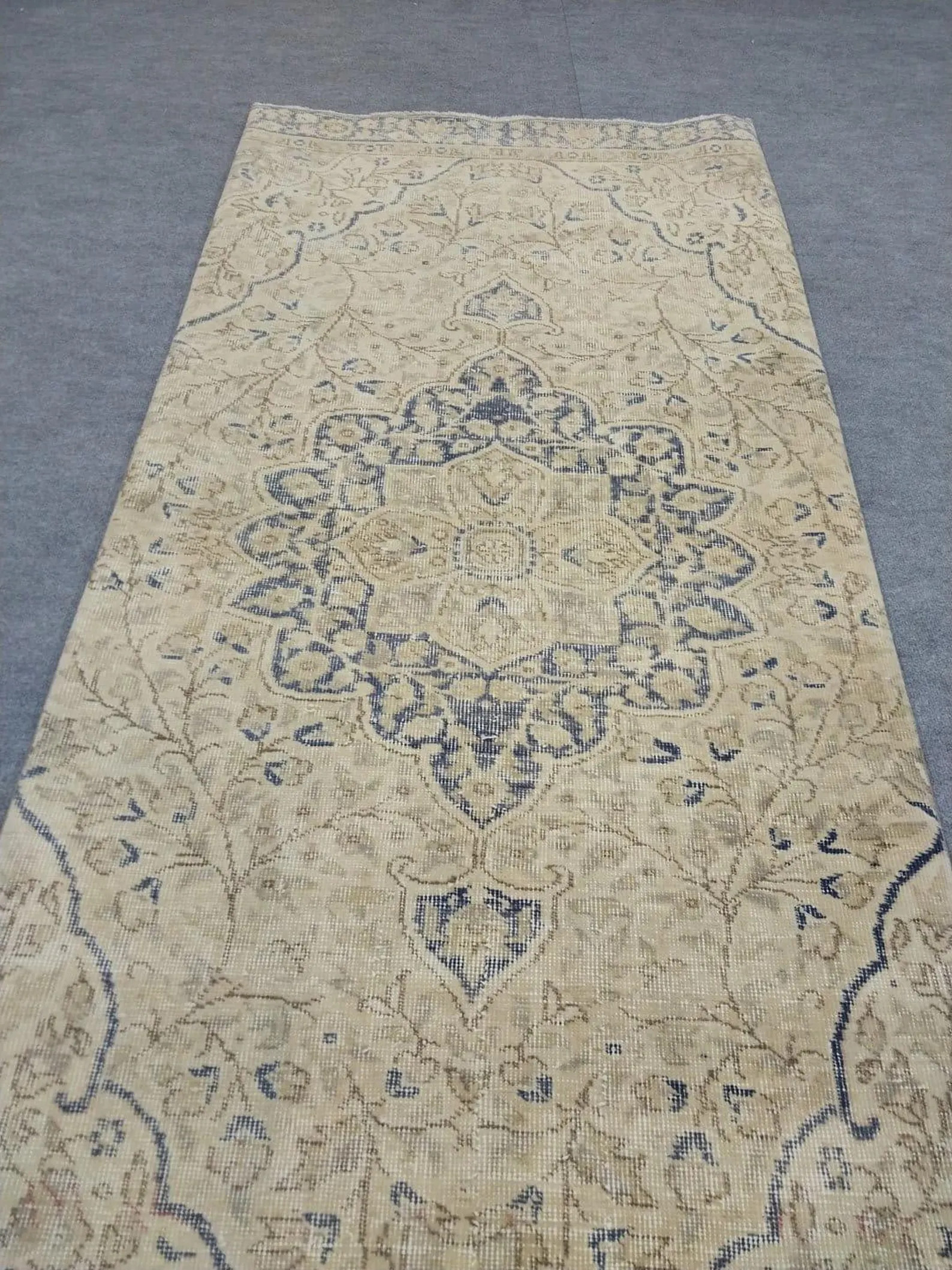 3x7 Ft" Vintage Turkish Runner Rug. Handmade Wool Hallway Blue Beige Boho Decor Rugs, | Etsy (Global)