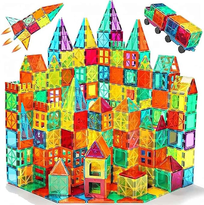 Magnetic Tiles 100PCS with 2 Cars, STEM Educational Building Blocks for Kids Ages 3-9, Magnet Con... | Amazon (US)