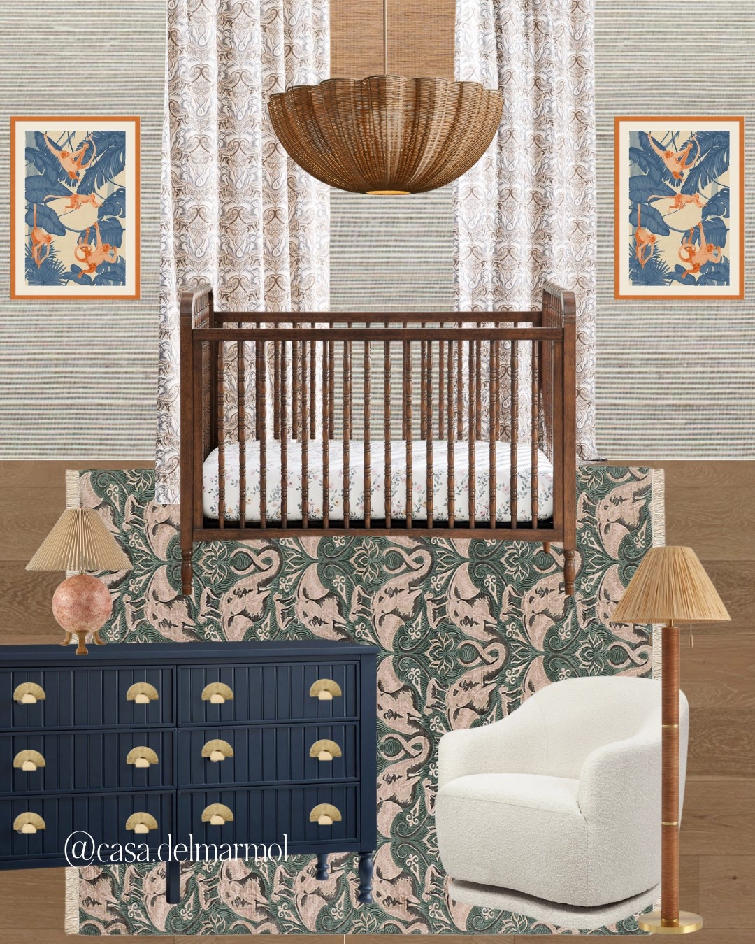 Final episode of #WhiteLotus drops this weekend… who’s watching??

Inspired by a current nursery project and CB2’s new White Lotus line of home decor, I couldn’t resist pulling together this moodboard. 

Earthy textures, moody palms, and a playful nod to vintage resort glam—because who says a nursery can’t be a little bit unexpected? The only drama happening in this nursery, though? Strictly design-related.