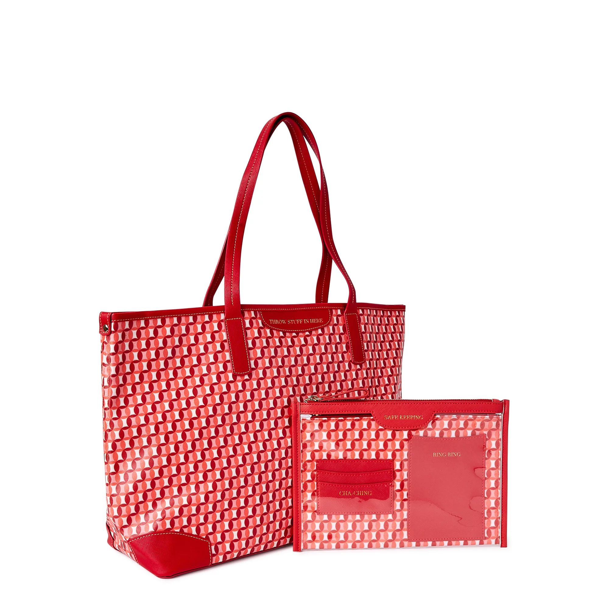 Time and Tru Women’s Sustainable Signature Tote and Pouch Set, 2-Piece | Walmart (US)