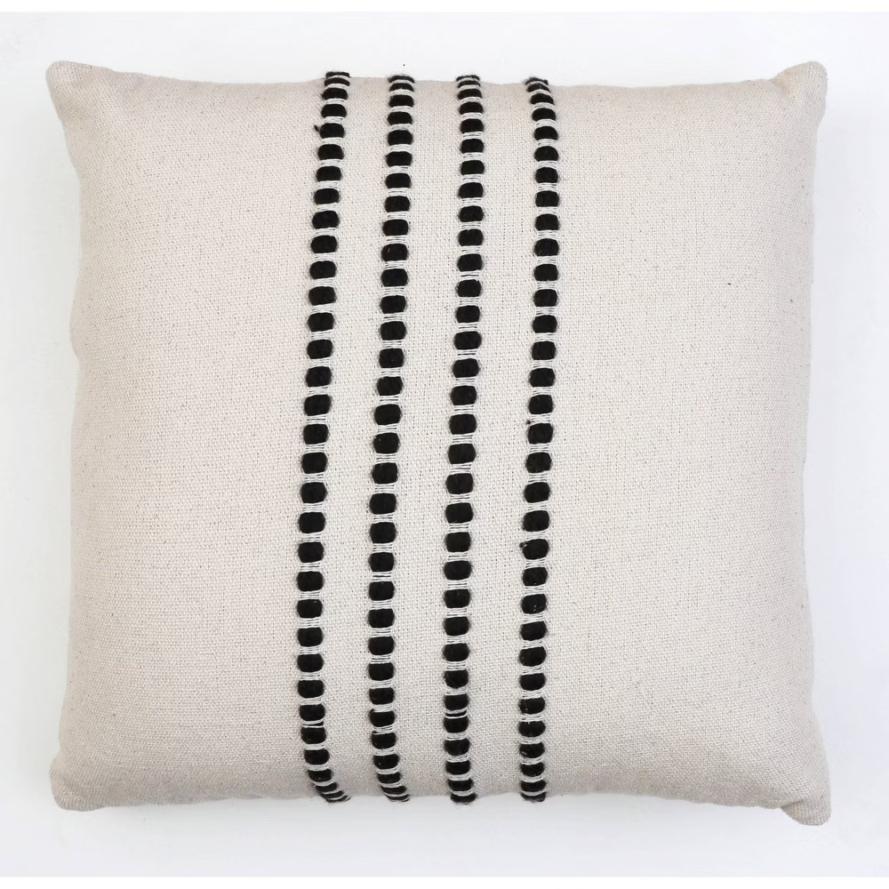 20""x20"" Oversize Wanda Yarn Stitch Woven Cotton Square Throw Pillow Black - Decor Therapy | Target