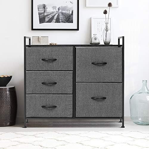 AZL1 Life Concept Wide Dresser Storage Tower with Sturdy Steel Frame, Wood Top, 5 Drawers of Easy-Pu | Amazon (US)