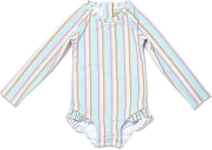 Coast & Crest Baby and Toddler Girl Long Sleeve Rash Guard One Piece Swimsuit | Amazon (US)