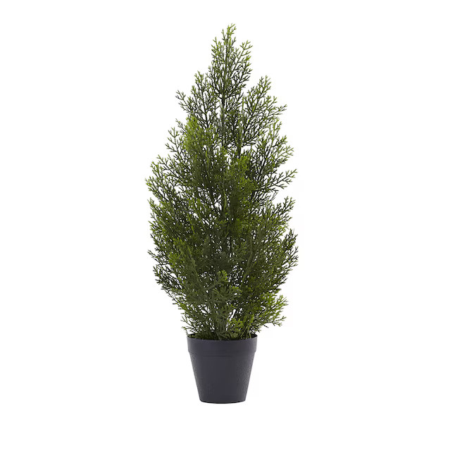 Nearly Natural 24-in Green Indoor/Outdoor Artificial Cedar Pine Artificial Tree | Lowe's