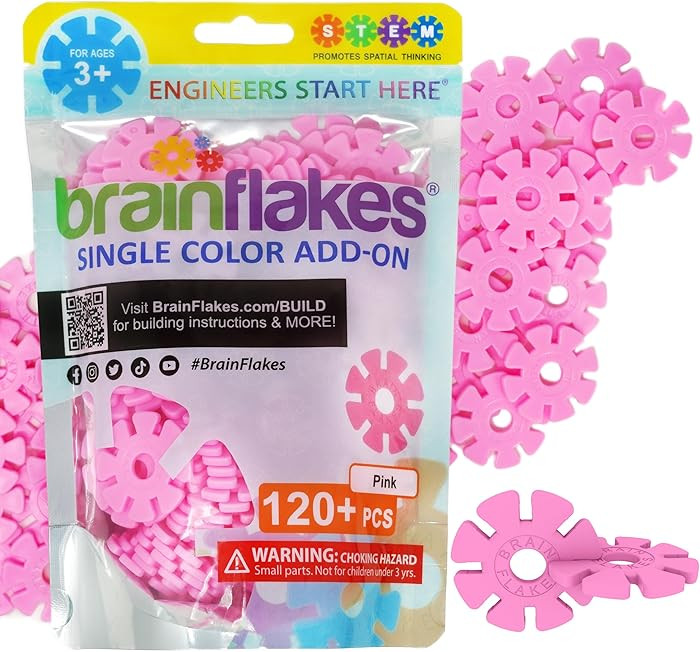 Brain Flakes Single Color Add-on - 120 Pieces - Resealable Pouch - Pink | Amazon (US)