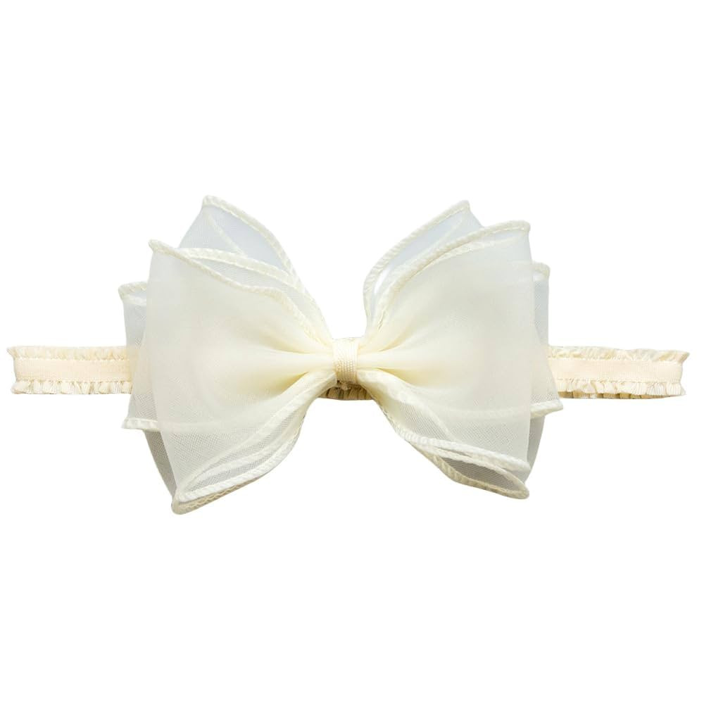 Cute Lace Bow Baby Girls Headbands White Knot Headband Soft Chiffon Hair Band for Newborn Infant ... | Amazon (US)