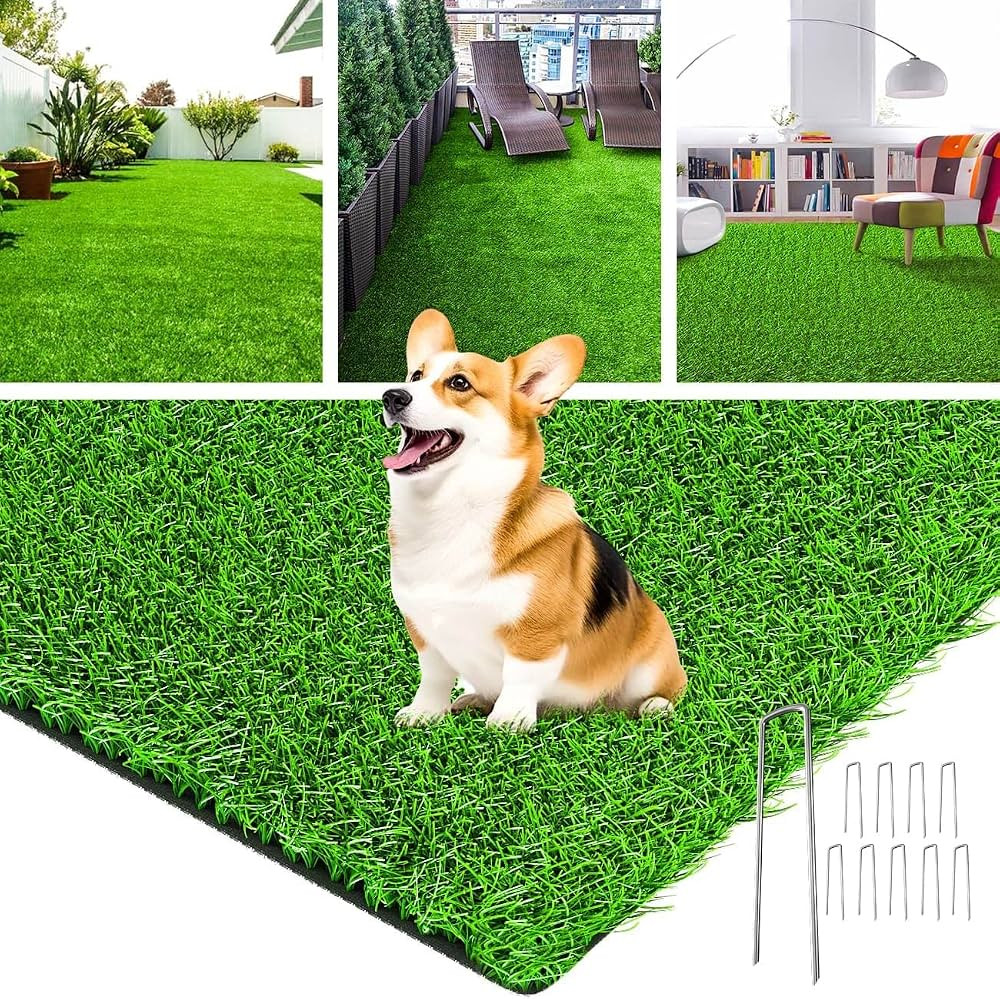 LOOBANI Realistic Artificial Grass Rug Indoor Outdoor, Dog Grass Mat with Drainage Holes and Repl... | Amazon (US)
