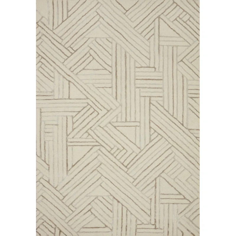 Henrika Geometric Handmade Tufted Area Rug in Ivory | Wayfair North America