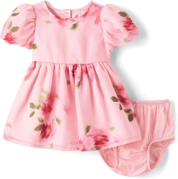 The Children's Place,Baby-Girls,and Newborn Casual Short Sleeve Dress with Diaper CoverPink Flora... | Amazon (US)