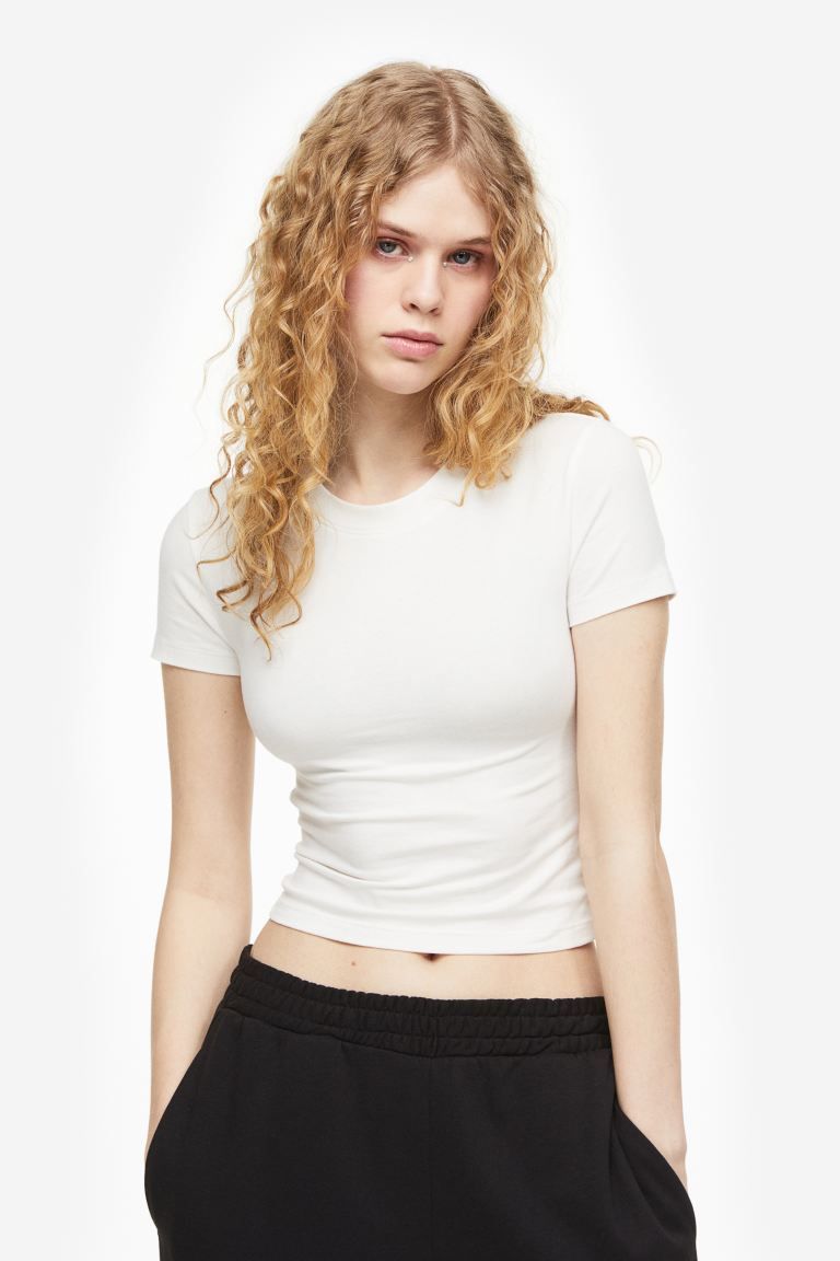 2-pack Crop T-shirts - White - Ladies | H&M US | H&M (US + CA)