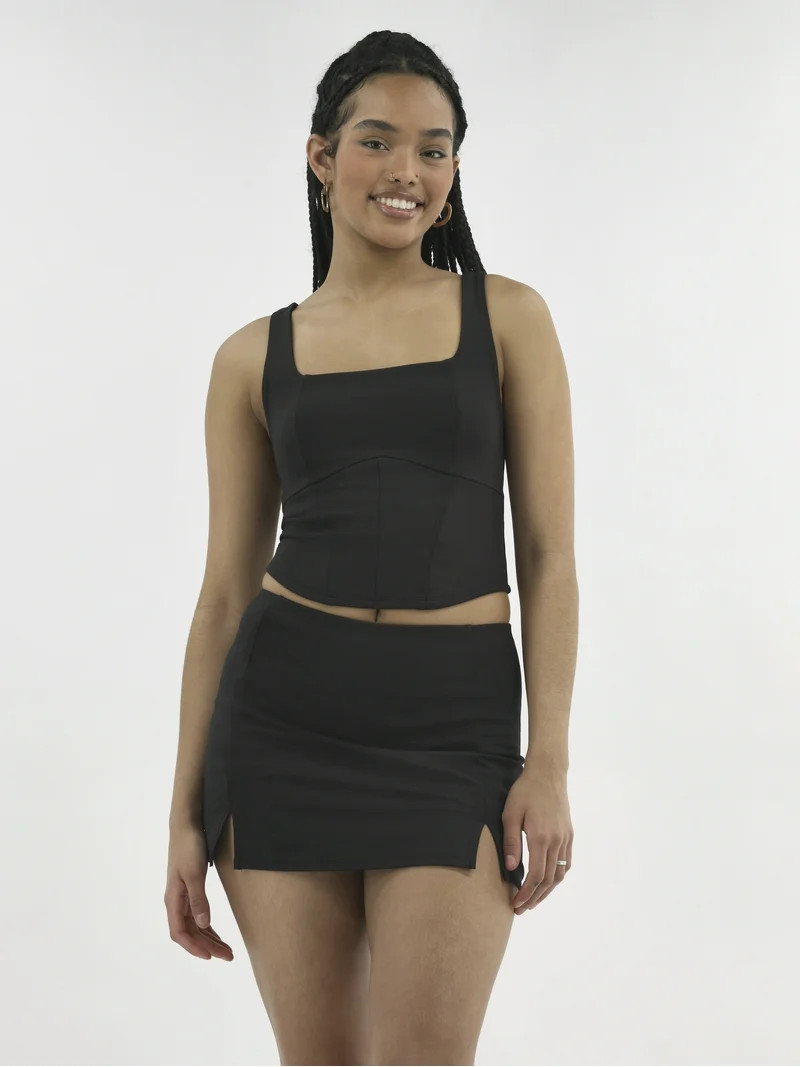 No Boundaries Active Square Neck Top and Skort Set, 2-Piece, Women's | Walmart (US)