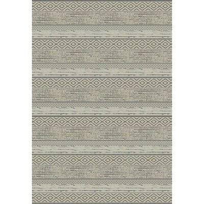 Style Selections Neutral Geo Stripe 5 x 8 Neutral Outdoor Stripe Coastal Area Rug Lowes.com | Lowe's