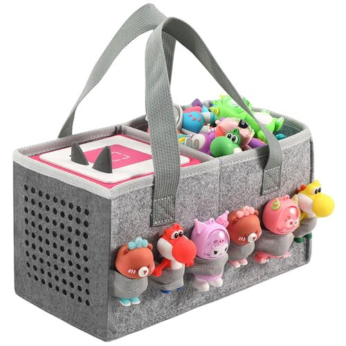 PISOSN Carrying Case for Toniebox Starter Set and Tonies Figurines, Travel Felt Cloth Musical Toy Folding Bag for Toniebox 2 & Accessories (Gray) | Amazon (US)