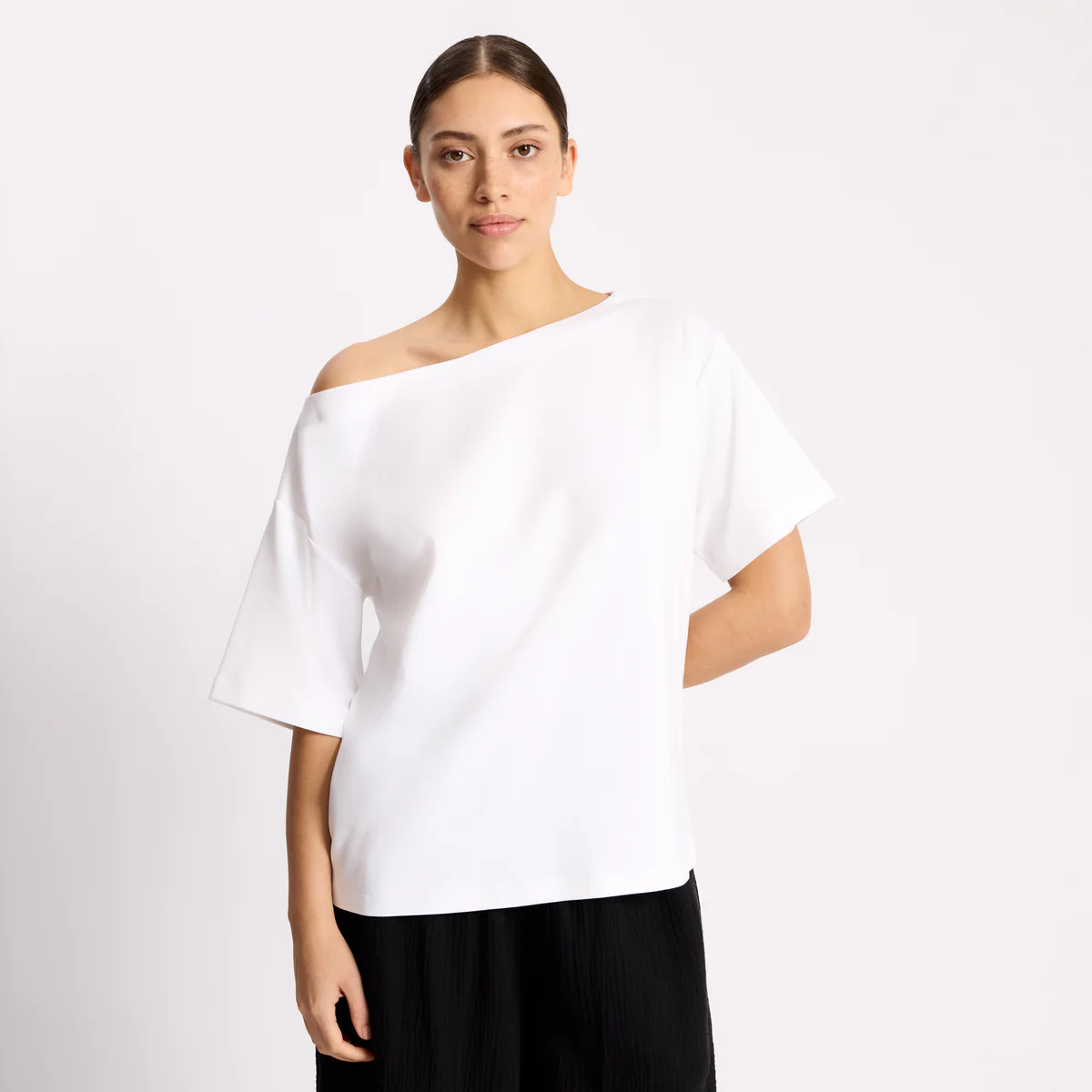 White Off Shoulder T Shirt | Albaray