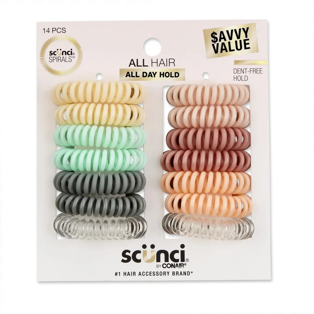 Scunci No-Damage Plastic Coiled Ponytail Holder Hair Ties, Assorted Pastels, 14 Ct | Walmart (US)