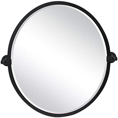 22 x 26'' Black Metal Framed Pivot Oval Bathroom Mirror Tilting Beveled Vanity Mirrors for Wall | Amazon (US)