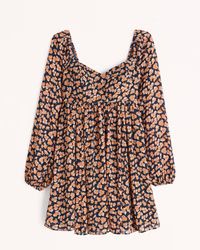 Women's Long-Sleeve Babydoll Mini Dress | Women's Dresses & Jumpsuits | Abercrombie.com | Abercrombie & Fitch (US)