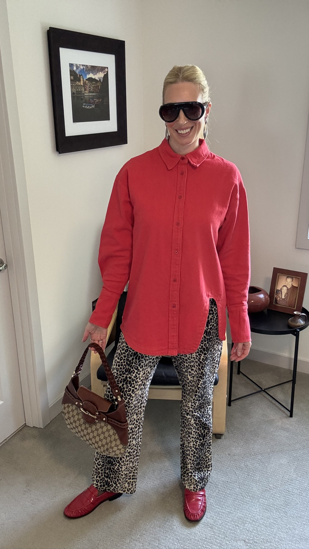Red isn’t going anywhere as we move into summer! I am absolutely loving red combined with leopard print, elite color combo unlocked! 

Took a size small in the @lioness red denim top still on sale @Shopbop 
Muscle tee @americanapperal
Leopard pants @ebay
Red loafers @stevemadden-us 
Vintage @gucci bag @ebay
Vintage @givenchy earrings @ebay
Mixed metal ring @pavoi
Sunnies and ear cuff @amazon

#LTKootd #LTKOver40 #LTKmomlife