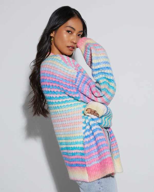 Gayle Knit Stripe Open Front Cardigan | VICI