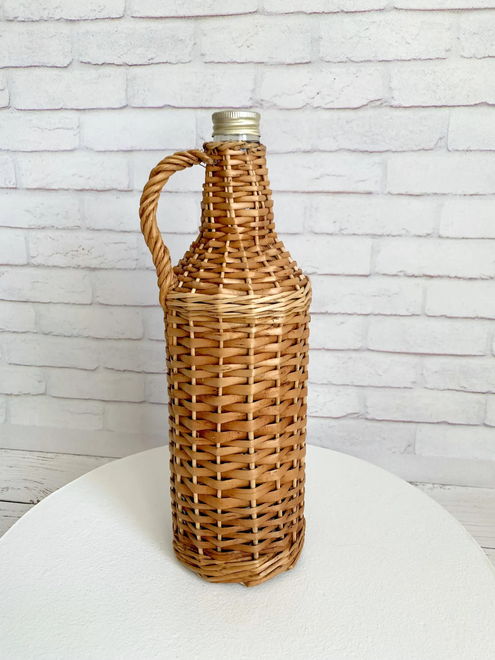 Vintage Hand Wicker Wine Bottle 1L 80s, Storage Bottle Demijohn, Woven Wine Jug Straw Wrapped, Ru... | Etsy (US)