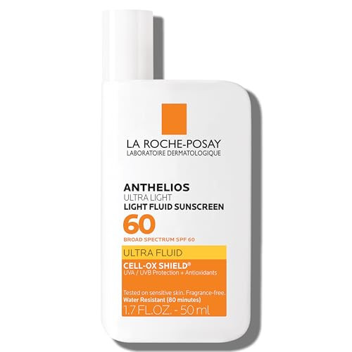 La Roche-Posay Anthelios Light Fluid Facial Sunscreen SPF 60, Lightweight Sunscreen For Face, Fluid Texture, Broad Spectrum SPF + Antioxidants, Oil Free & Oxybenzone Free, Travel Size 1.7 Fl. Oz. | Amazon (US)