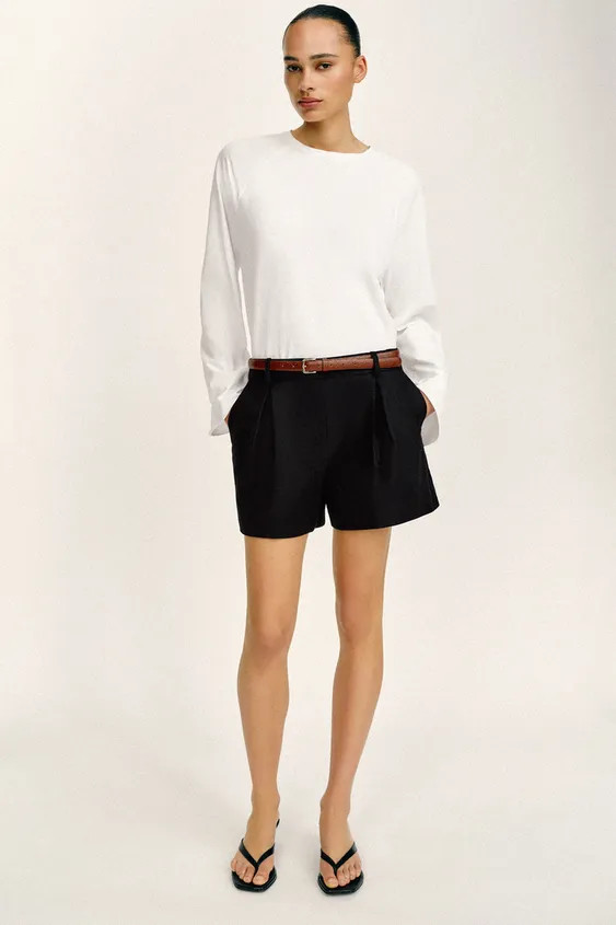 HIGH-WAIST BERMUDA SHORTS WITH BELT | Zara UK