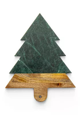 Crown & Ivy Green Marble & Wood Tree Serving Board | Belk