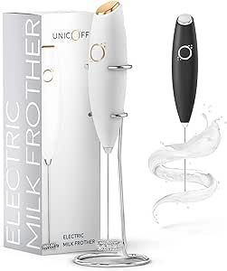 Milk Frother White - Coffee Frother Handheld with Electric Whisk - 19000 rpm - Book Recipes and S... | Amazon (US)
