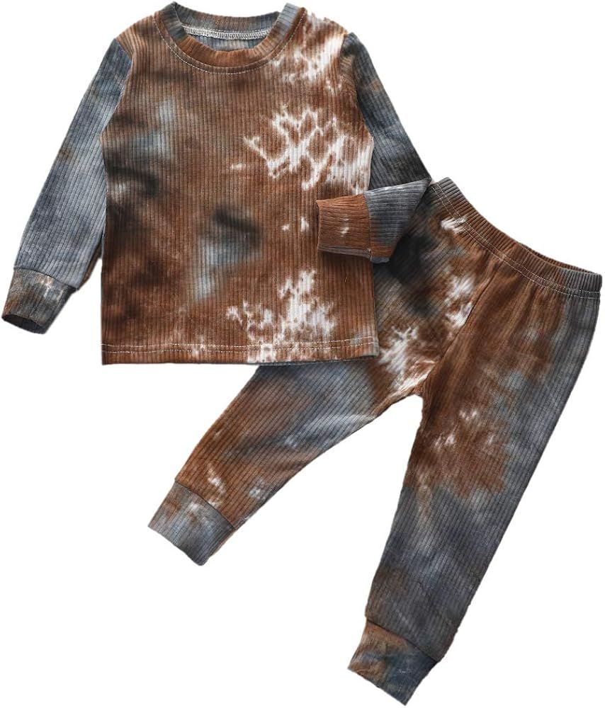 Toddler Kids Baby Girl Boy Tie Dye Outfit Clothes Long Sleeve Top and Pants Clothing Set | Amazon (US)